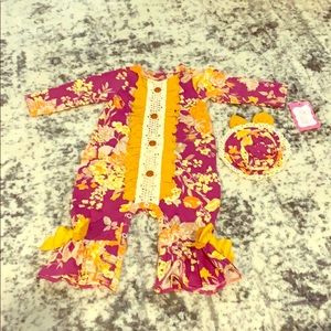 Ricrac & Ruffles romper with headband